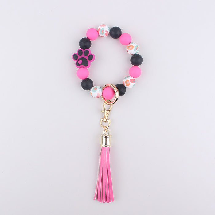 Wholesale Silicone Dog Paw Print Keychain Bracelet Bracelet Wallet Keychain Pendant
