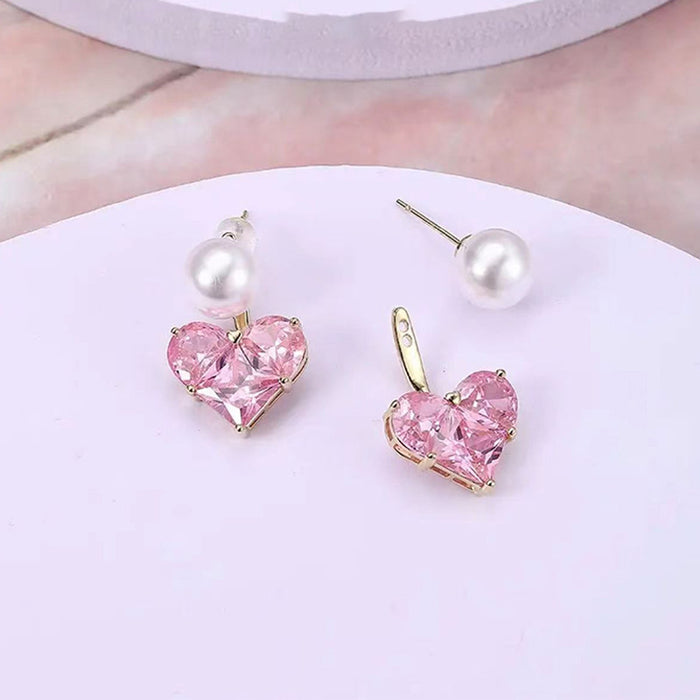 Wholesale Crystal Love Pearl One-piece Two-wear Earrings JDC-ES-YuHang015