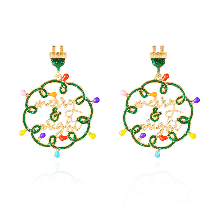 Wholesale  earrings Creative geometric asymmetrical design Christmas element earrings