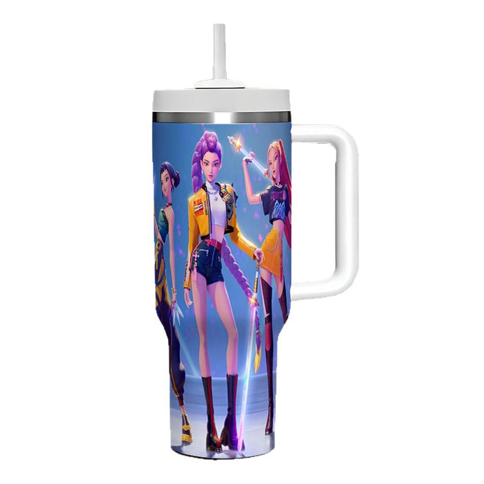 Wholesale Tumbler 40oz K-POP Printed Vacuum Stainless Steel Car Ice Bullies Cup with Handle