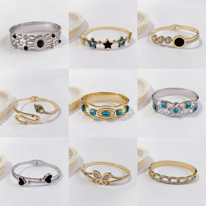 Wholesale Titanium steel color-preserving bracelet with diamond setting