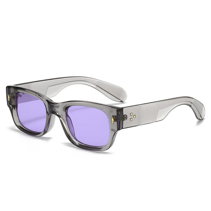 Wholesale Minimalist sunglasses with narrow frame, wide legs, personalized rice nail decoration, fashionable sunglasses