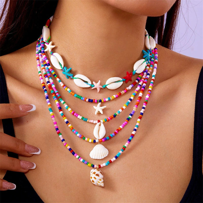 Wholesale Natural Shell Necklace Women Beaded Light Luxury Necklace Bohemian Niche Design