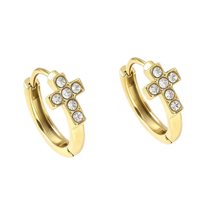 Wholesale Simple cross Titanium Steel earrings