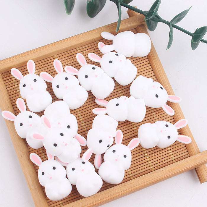 Wholesale Cartoon 3D Little White Rabbit Silicone Focal Beads JDC-BDS-GuangTian009