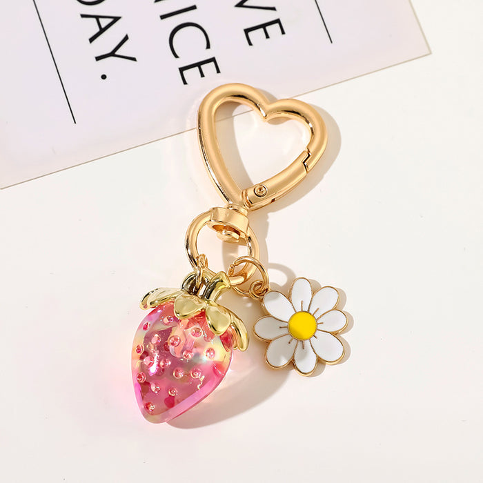 Wholesale Cute Strawberry Heart Keychain Bag Charm Fashion Gift