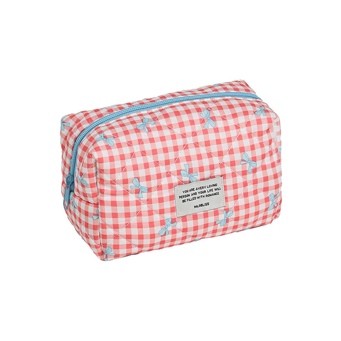 Wholesale plaid cosmetic bag large capacity high-end sense cute portable high-value storage bag