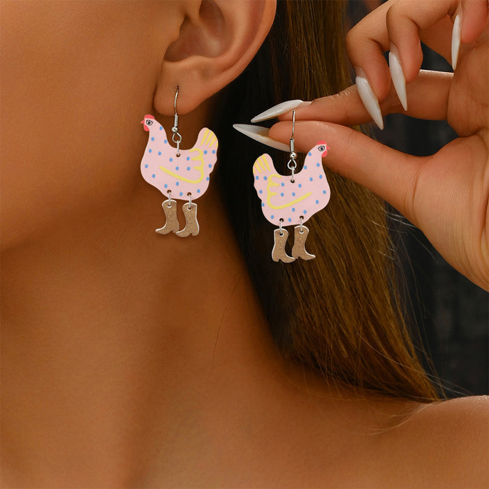 Wholesale Cartoon colorful hen-shaped acrylic earrings