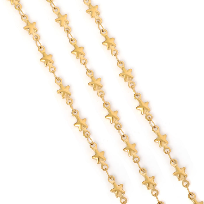 Wholesale Stainless Steel Vacuum Electroplated Gold Peach Heart Dolphin Five-Pointed Star Necklace