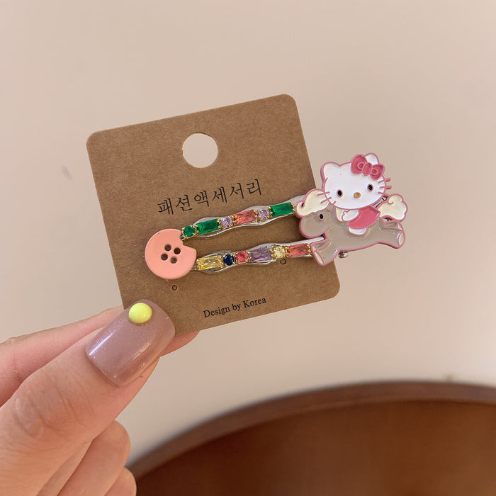 Wholesale Hair Clip Colorfulful Crystal Cat Bangs Side Clip Colorful crystal cat bangs hairpin