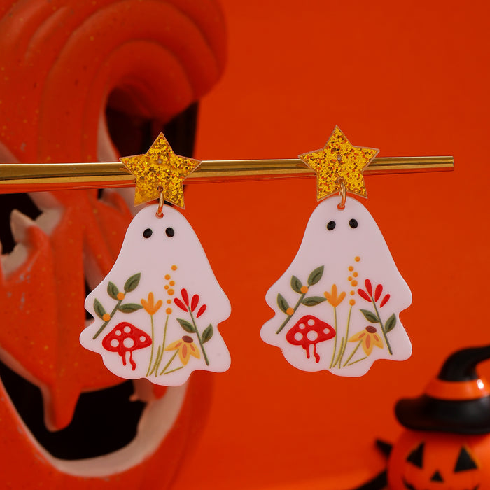 Wholesale  candy ghost hat earrings acrylic small holiday earrings cartoon cute funny earrings