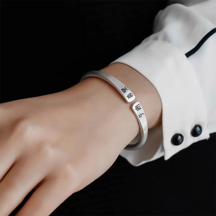 Wholesale Silver plated bracelet solid retro matte adjustable opening bracelet friend