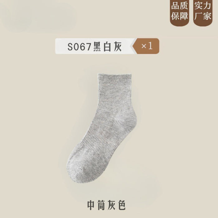 Wholesale Black, white, gray socks, cotton socks, long stockings, breathable, sweat absorbing, men's and women's solid colors