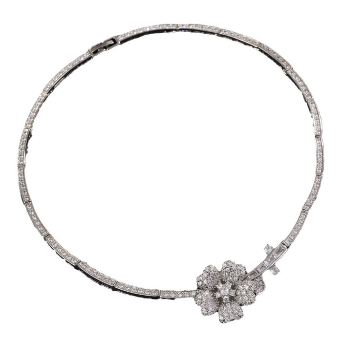 Wholesale Fashion Simple Camellia Zircon Jewelry suit Earrings Necklace suit Accessories