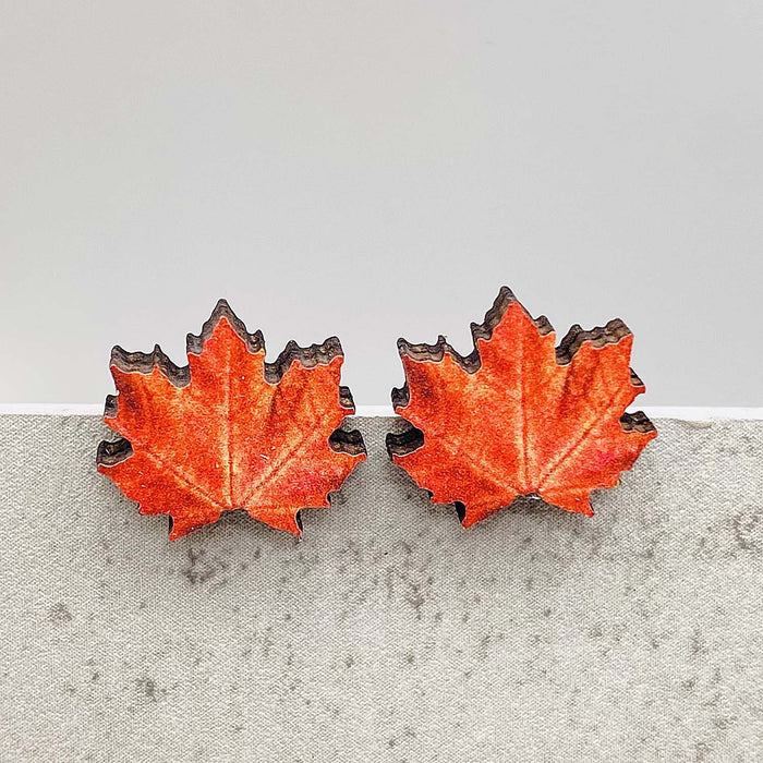 Wholesale Autumn Thanksgiving Earrings Maple Leaf Pumpkin Dwarf Wooden Earrings
