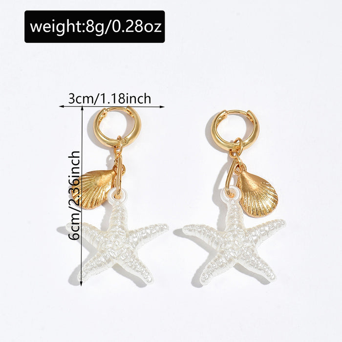 Wholesale Ocean Style Starfish Shell Pendant Earrings Accessible Alloy Design Earrings for Women