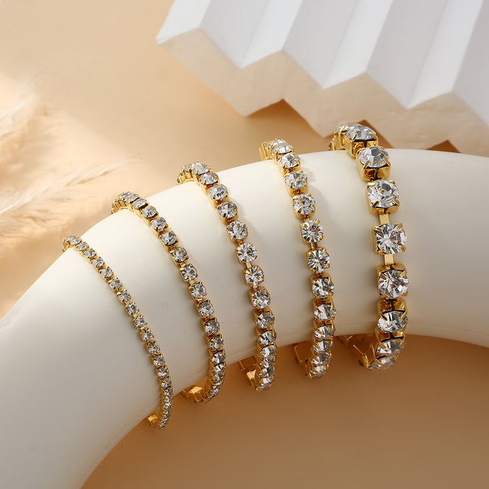 Wholesale Popular rhinestone claw chain versatile temperament bracelet copper plated real gold non fading accessory