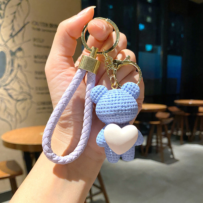 Wholesale Cartoon yarn, heart-shaped weaving pendant, car keychain accessories, keychain