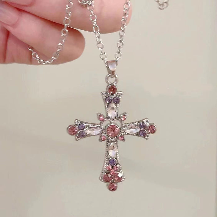 Wholesale cross necklace female Diamond-embedded necklace design  chain