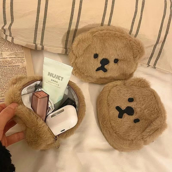 Wholesale Cute Plush Cartoon Bear Change High Beauty Value Portable Ins Makeup Storage Bag Mouth Red Envelope Headset Waist Hanging Bag