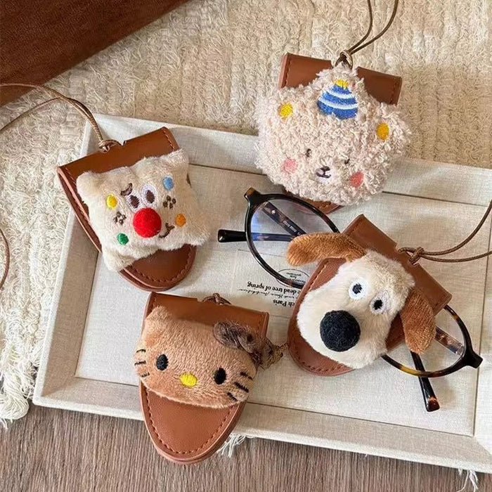 Wholesale Eyeglasses clip with a cute plush doll pendant eyeglasses case necklace