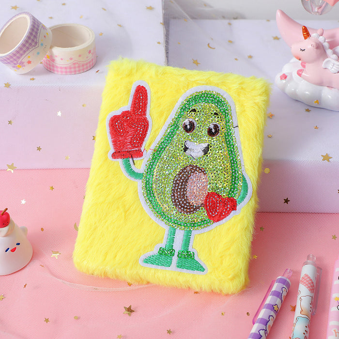 Wholesale Plush Cartoon Notebook Avocado Creative Girl Diary Student Award Prize Handbook Record Book
