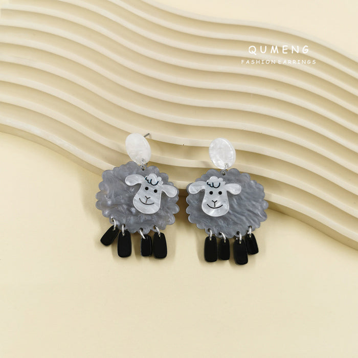 Wholesale Little Sheep Acrylic Printing Earrings JDC-ES-QingM005