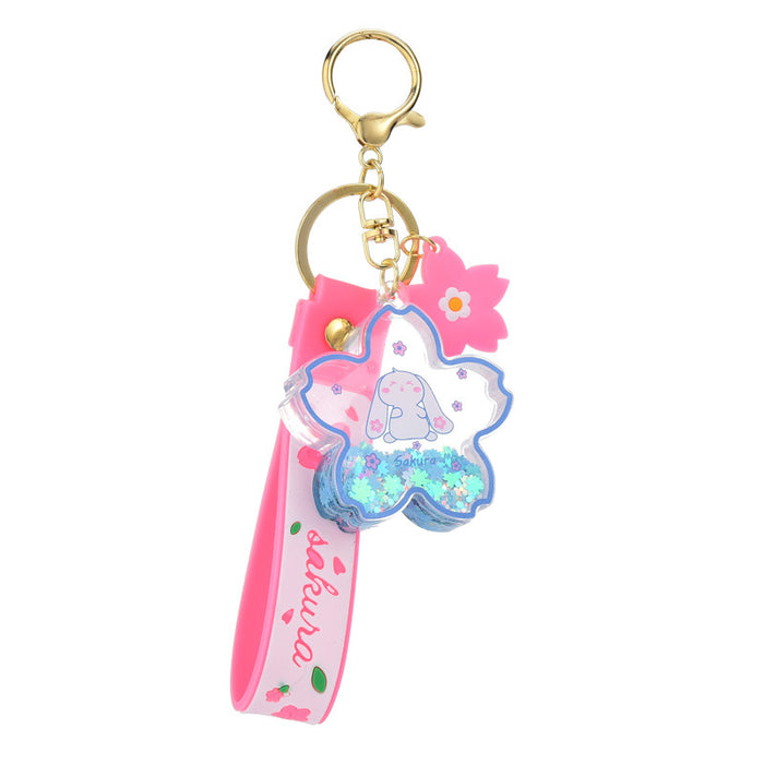 Wholesale sequins into oil snowflake keychain creative liquid chain girls exquisite pendant