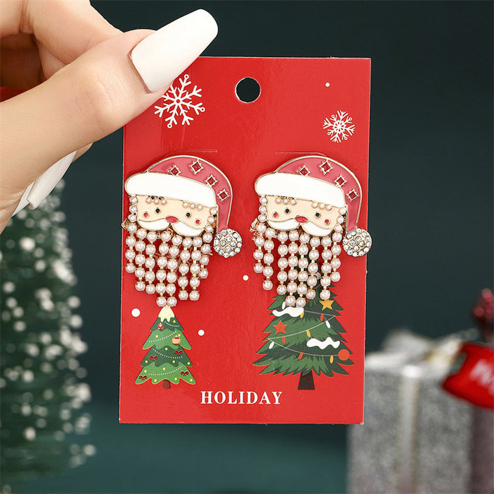 Wholesale Christmas earrings for women cartoon Christmas tree elk tassel  earrings