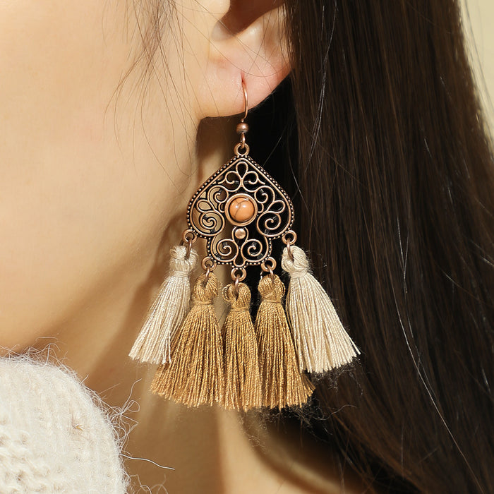 Wholesale Bohemian Retro Tassel Earrings Ethnic Style Zinc Alloy Gift MOQ≥2