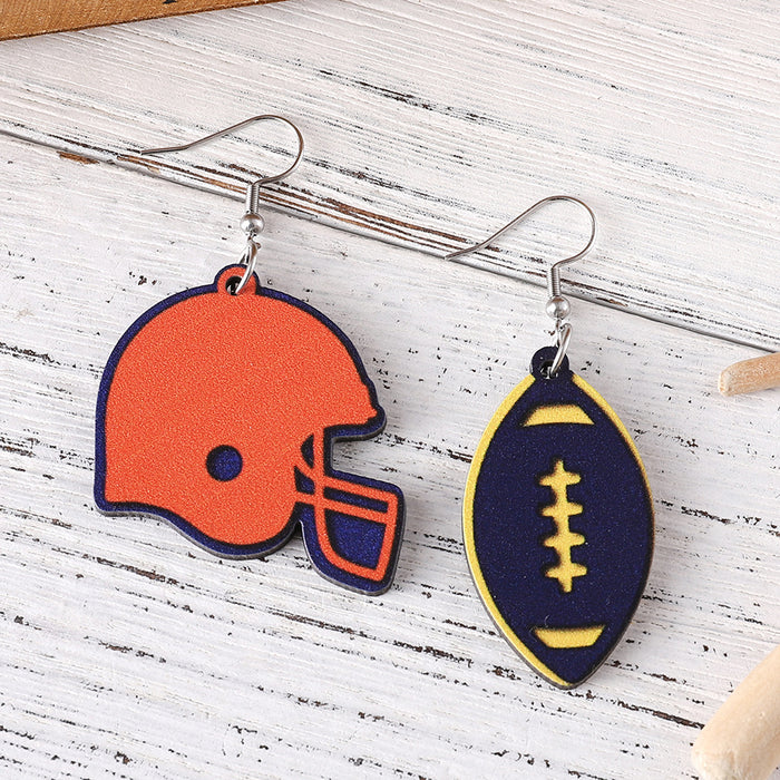 Wholesale Love Rugby LOVE Pendant Earrings Wooden Double-sided Sports Ear Accessories