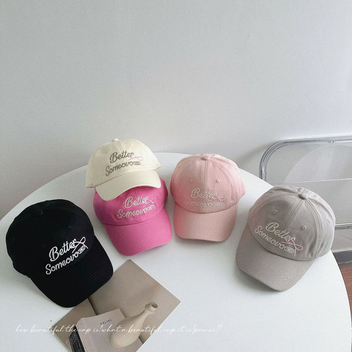 Wholesale Children's baseball cap, letter bow embroidery, baby sun protection, duck tongue cap