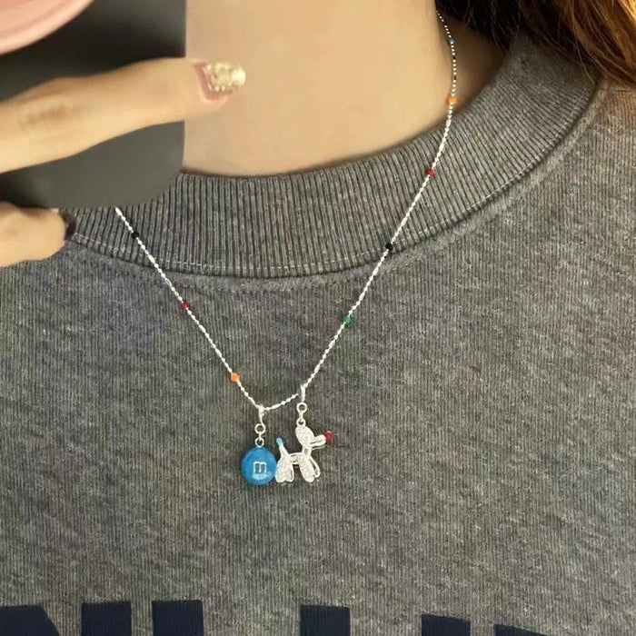 Wholesale Cute plush animal necklace, women's autumn and winter long style hanging neck sweater chain, sweatshirt chain