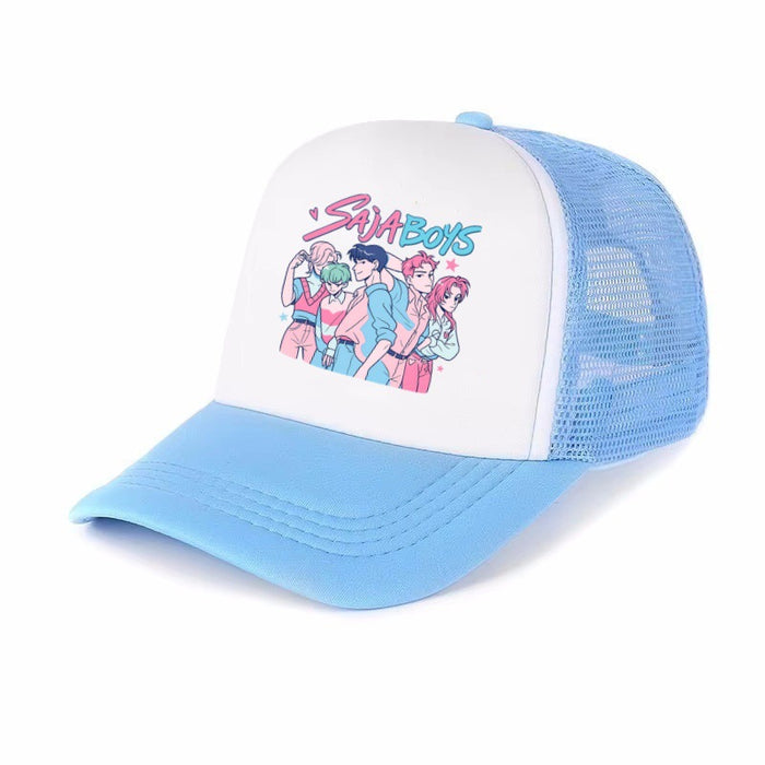Wholesale KPOP Adjustable Casual Cartoon Print Mesh Baseball Cap