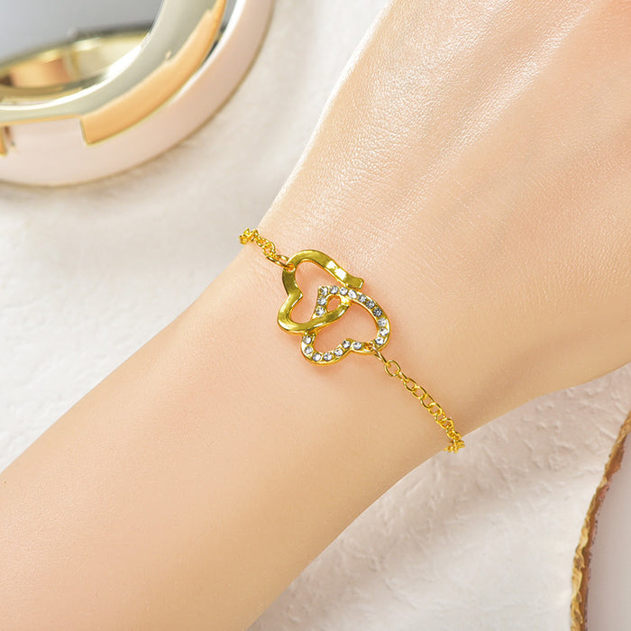Wholesale Bracelet Jewelry Double Heart Love Bracelet Foreign Trade Diamond