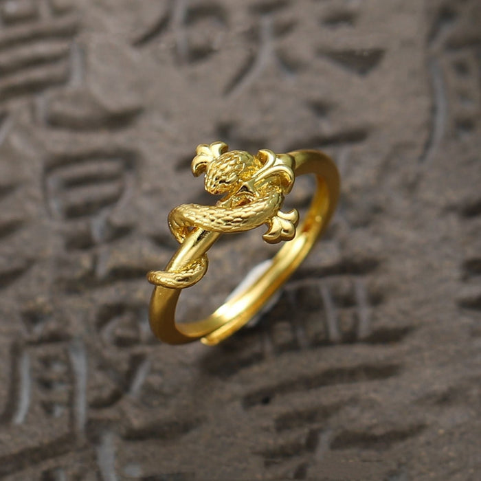 Wholesale Ancient Method Frosted Gold Ring Female Niche Design Ring