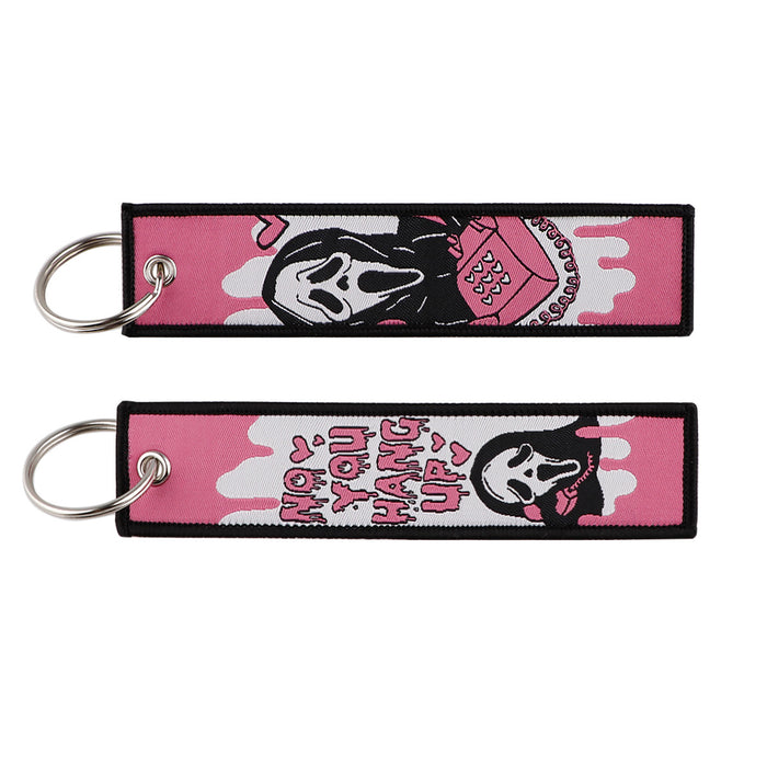 Wholesale  Cartoon Woven Label Keychain Lanyard   Fabric Keychain