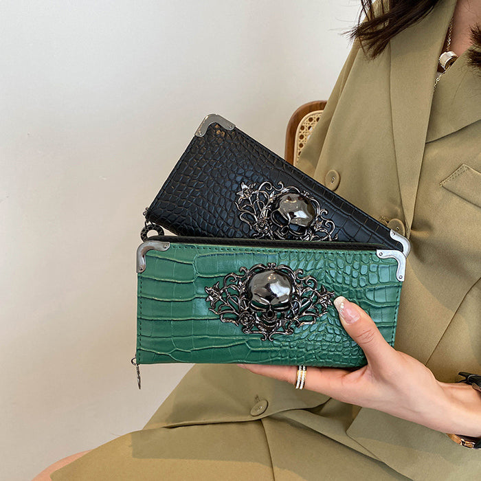 Wholesale Women' s Solid Color Crocodile Pattern PU Handbag Everyday Fashion Accessory