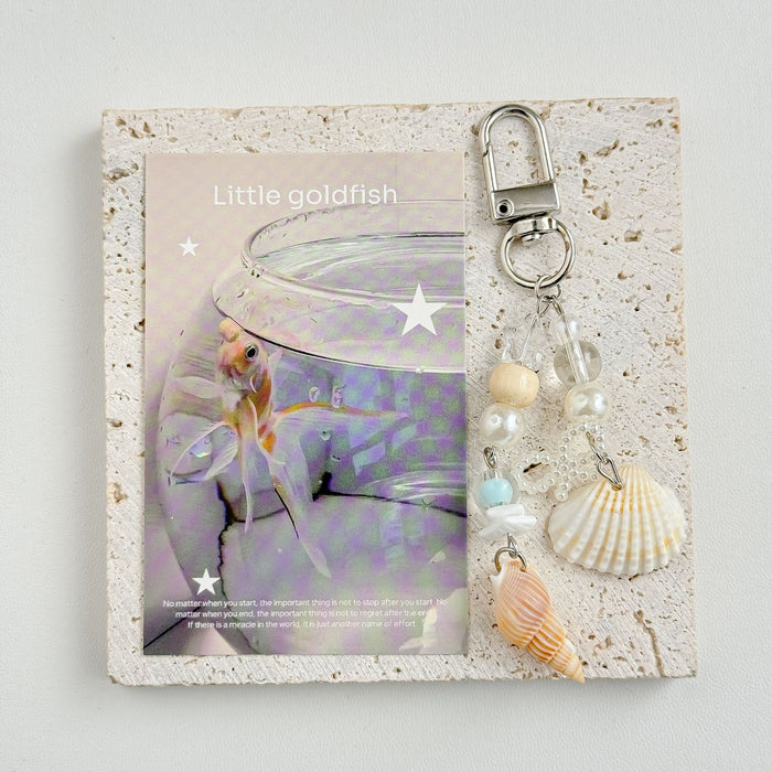 Wholesale Ocean Pearl Shell Style Pendant Ins Style Beaded Mobile Phone Chain Pocket Keychain