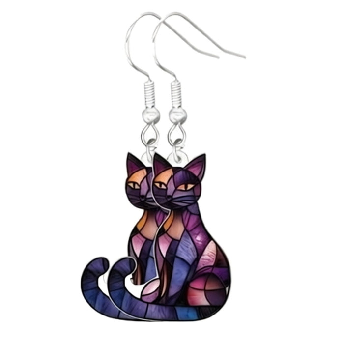 Wholesale Acrylic Double-Sided Lucky Cat Earrings Trendy Fashion Accessory