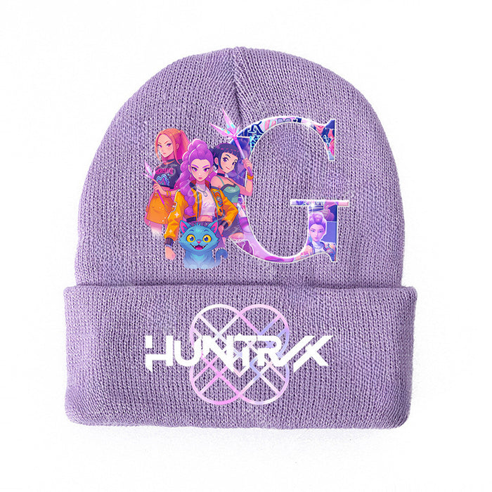 Wholesale KPOP knitted cartoon letters autumn and winter hat