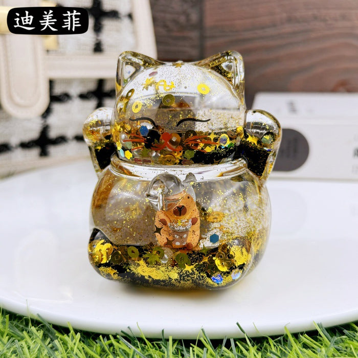 Wholesale Oil Drops Liquid Sand Bottle Acrylic Oil Ornaments Dripping Lucky Cat Oil Leakage Small Gift