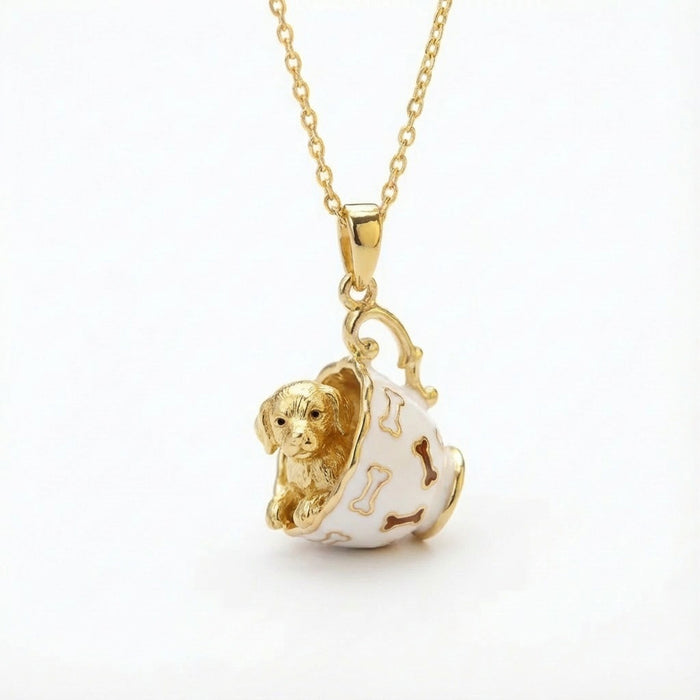 Wholesale Cat dog rabbit fox cup gold pendant necklace teacup rabbit design