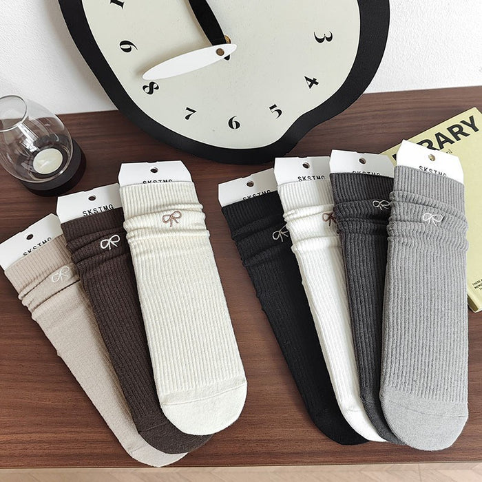 Wholesale New socks with bow embroidery, midsole, loose mouth, stacked socks