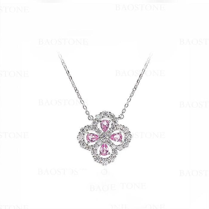 Wholesale Pure silver clover full diamond light luxury lucky women's necklace fashionable and versatile