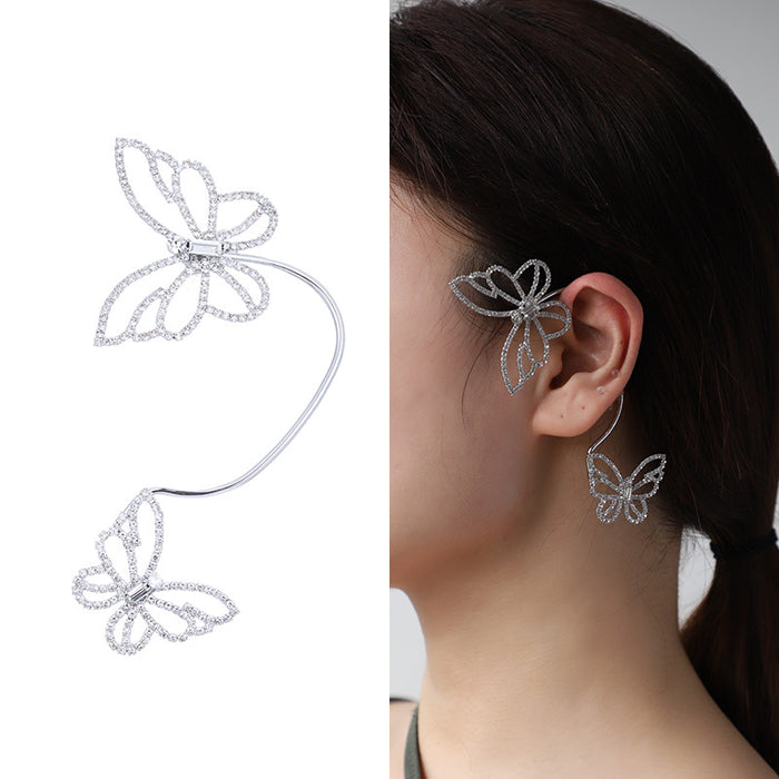 Wholesale Earrings Alloy Diamond Butterfly Tassel MOQ≥2 JDC-ES-kenj013