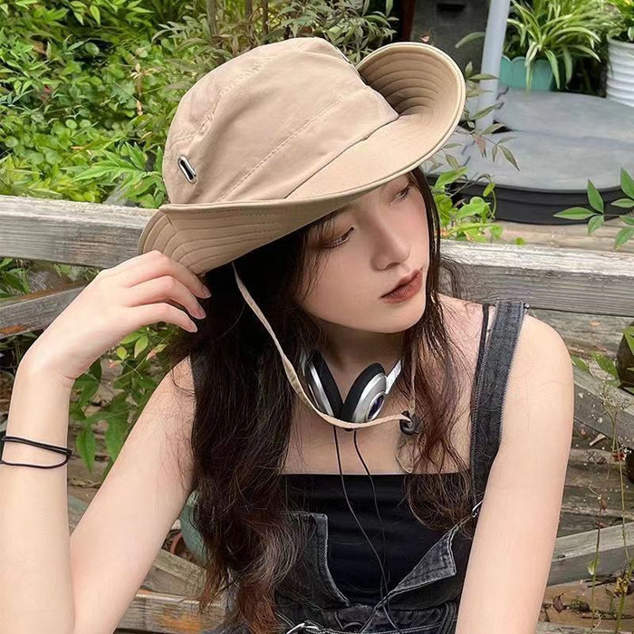 Wholesale Hat Drawstring Versatile Breathable Fisherman's Hat Sunshade and Sun Protection Large brimmed Sun Hat