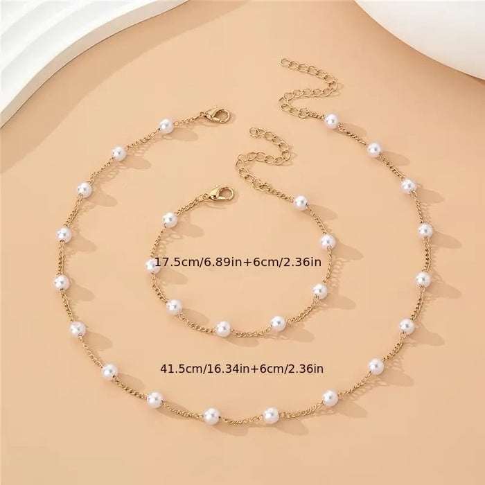 Wholesale Simple and elegant pearl chain necklace and bracelet set