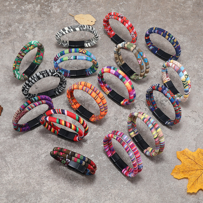 Wholesale Ethnic Style Bracelets Bohemian Style Fabrics Multi-color Weaving JDC-BT-XH026