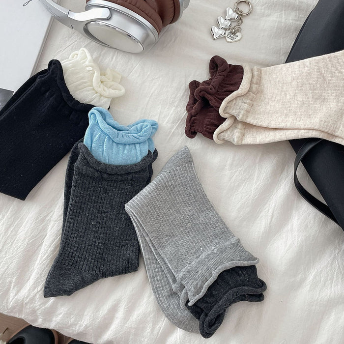 Wholesale Gray socks with color blocked double ribbed stacking socks, all season cotton, sweat absorbing